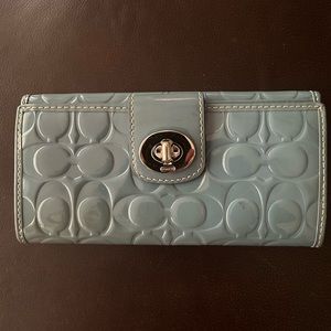 Coach Blue Embossed Patent leather coach wallet